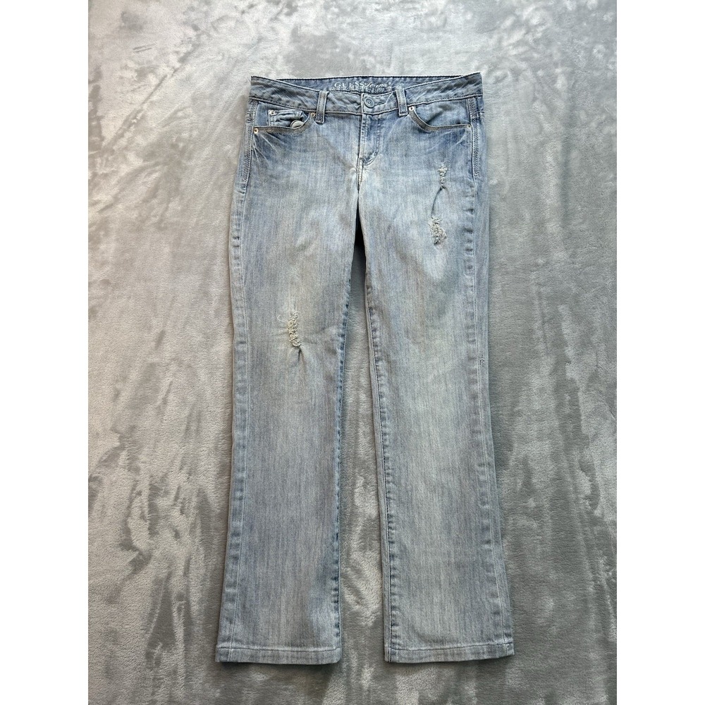 Vintage Guess Jeans Y2K Womens Sz 29 Light Blue Starlet Slim Bootcut Western Low